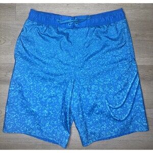 Nike Swim Trunks Mens Small Blue Splash Print NESS7436 Swoosh Logo Shorts